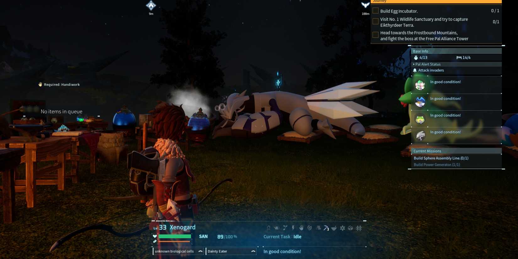 Xenogard in Palworld sleeping base