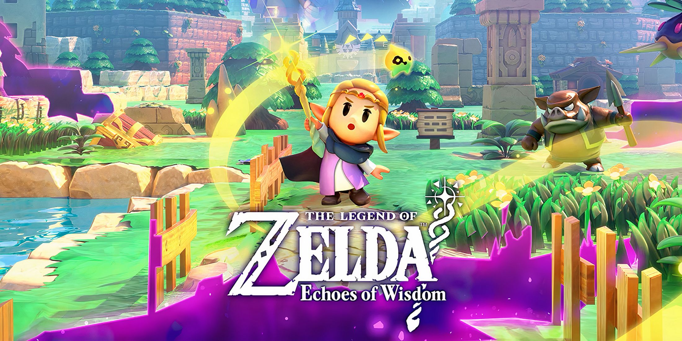 Zelda Echoes of Wisdom key art with Zelda holding Tri Rod-1