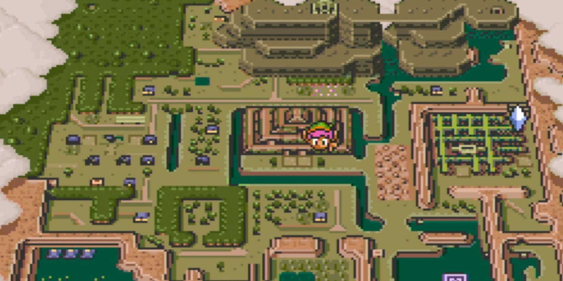 the overworld map showing the rough location of the palace 
