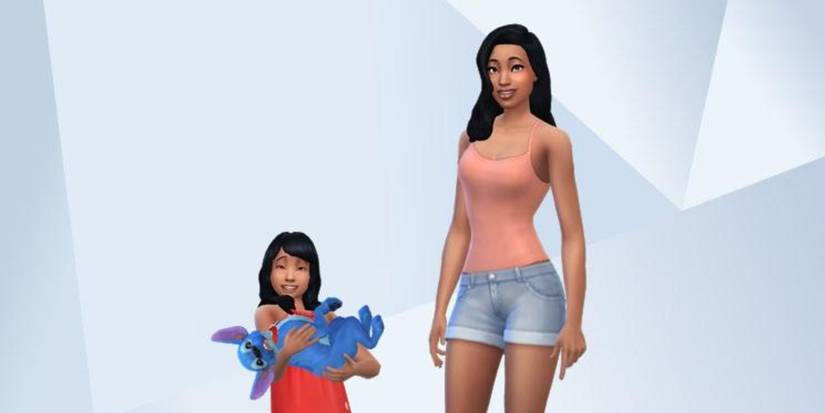 An image of Lilo, Stitch and Nani from Lilo and Stitch in The Sims 4 