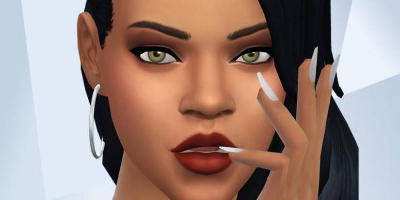 An image of Rihanna recreated in The Sims 4 