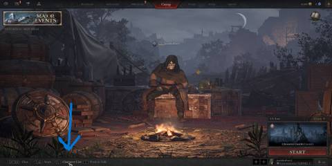 The Player In The Camp About To Select The Character List Menu 