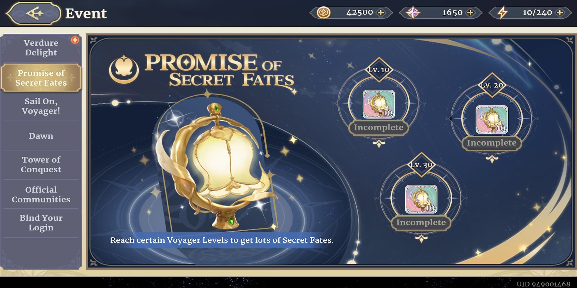 An Event Rewarding Secret Fates