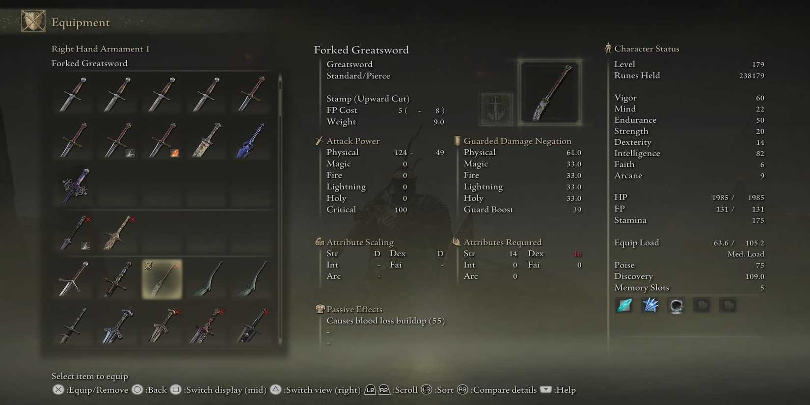 The Forked Greatsword In The Inventory 