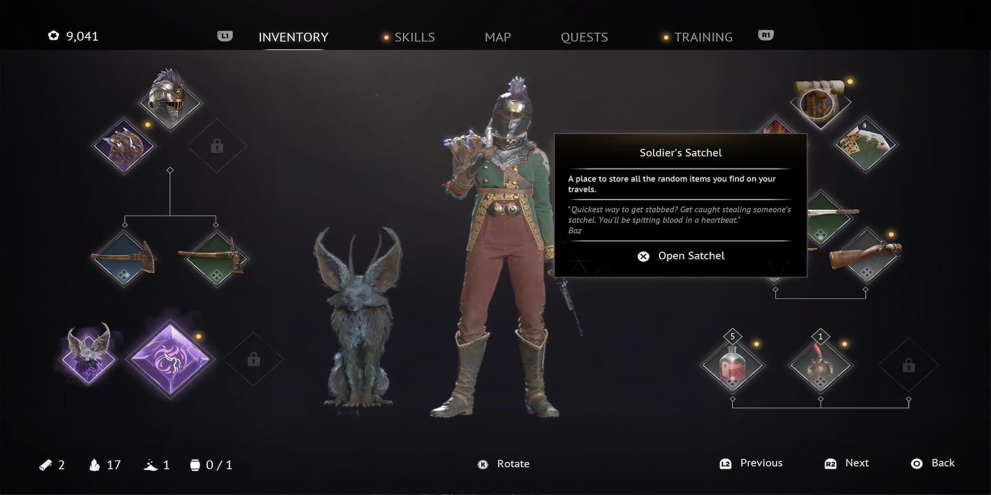 The Soldier's Satchel In The Inventory 