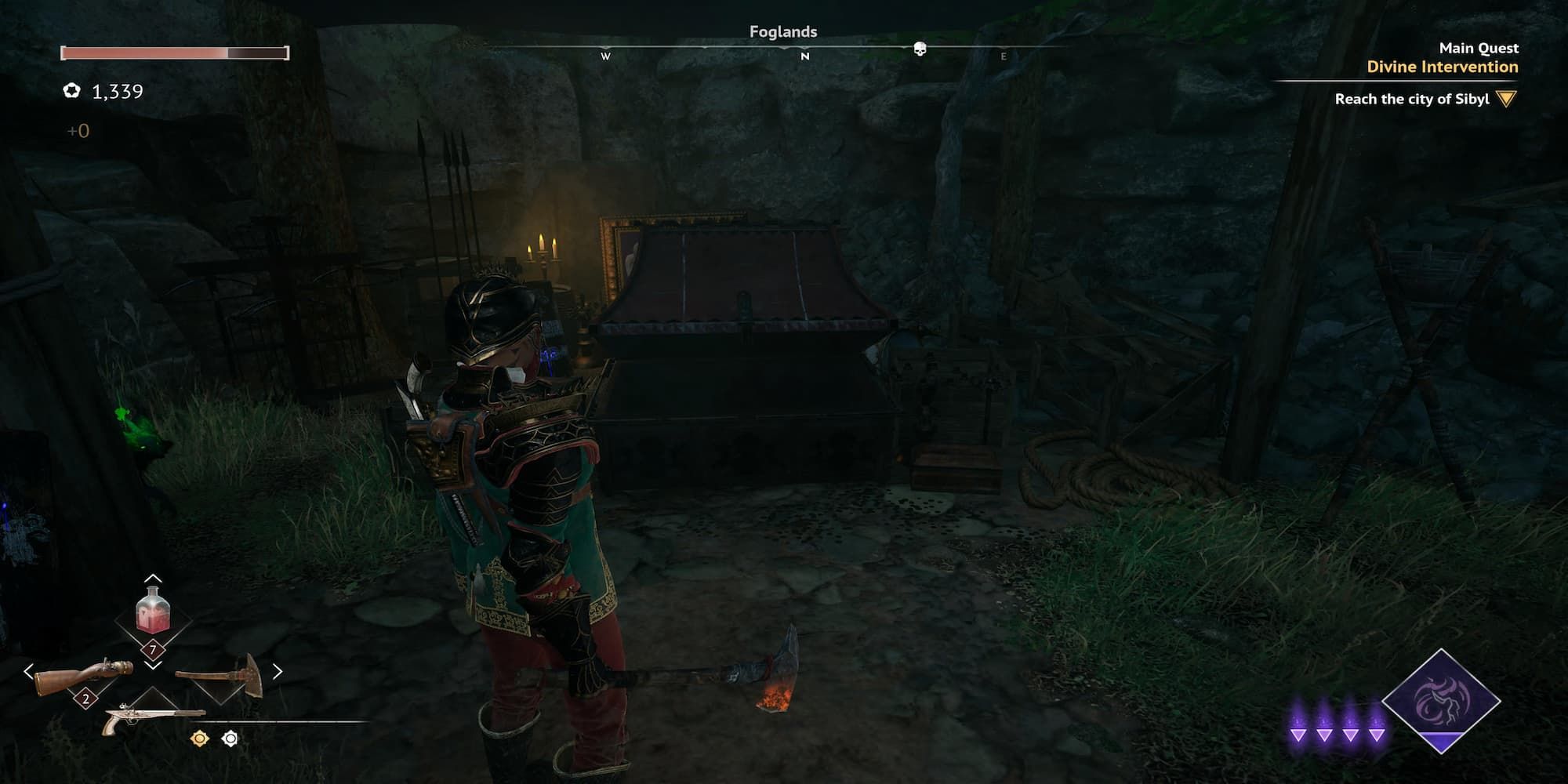 The Player Standing In Front Of The Chest 