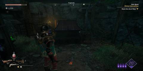 The Player Standing In Front Of The Chest 