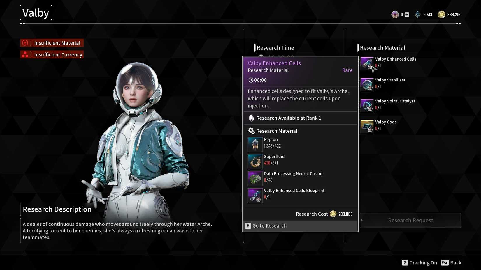 Crafting Valby in The First Descendant