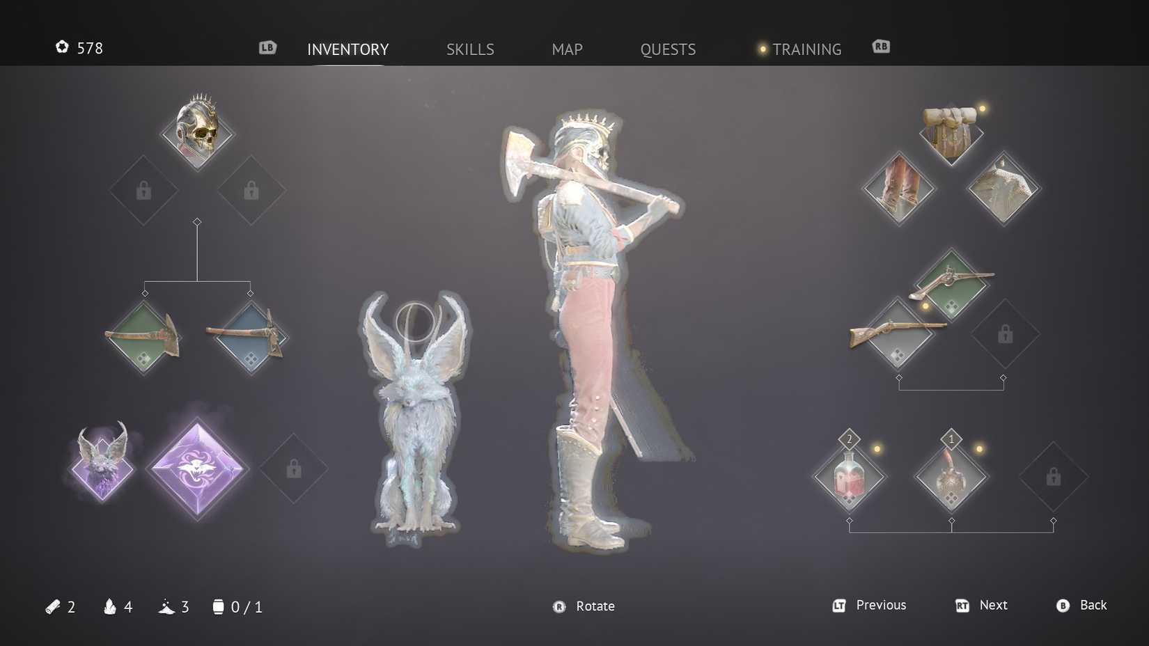 a focus on the blur in Flintlock's inventory screen