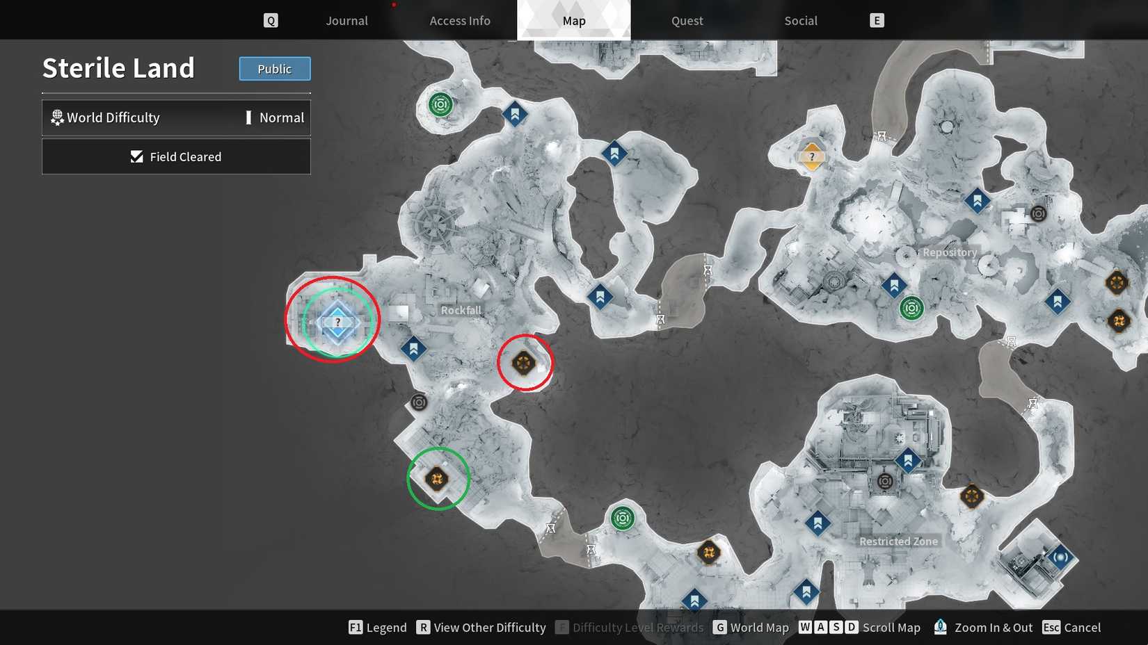 Location of Freyna's parts in the Rockfall zone in The First Descendant