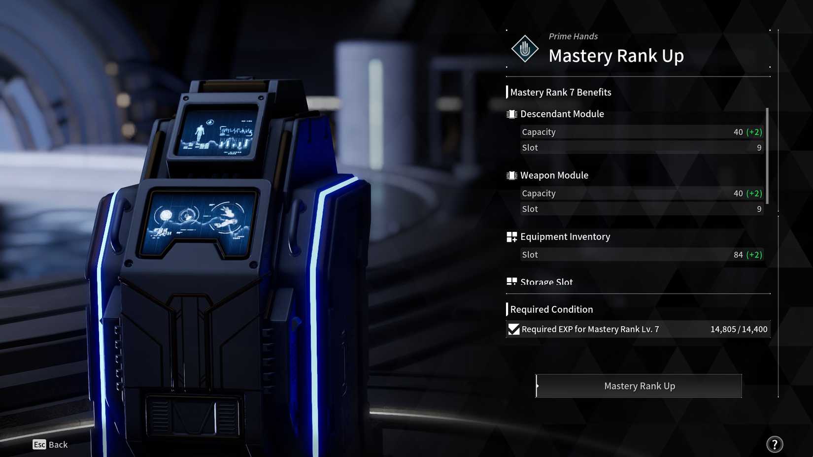 The Mastery terminal in The First Descendant