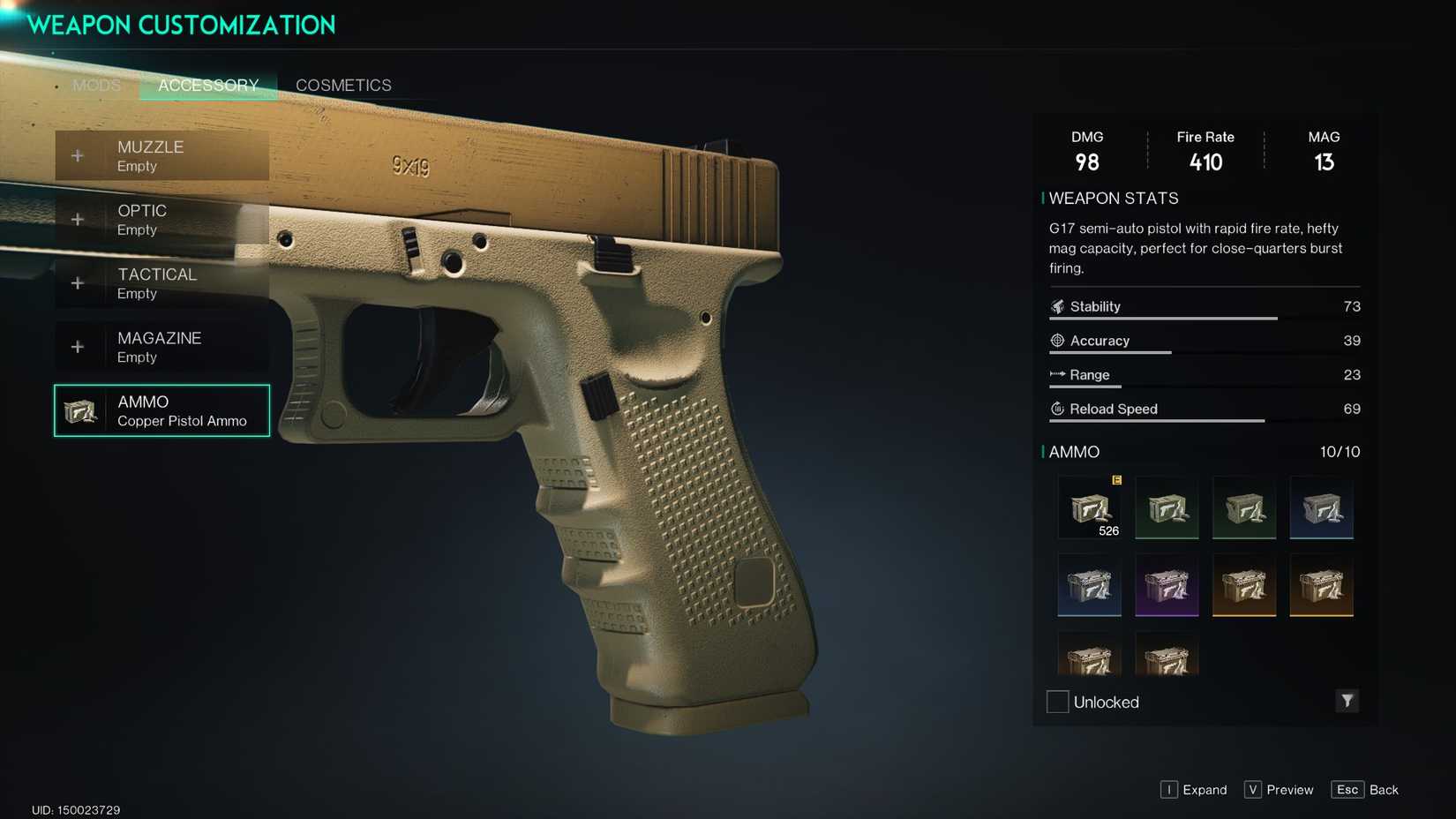 G17 available ammo types in Once Human