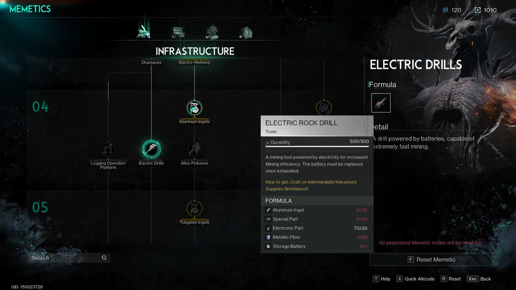 Electric Rock Drill memetic node in Once Human