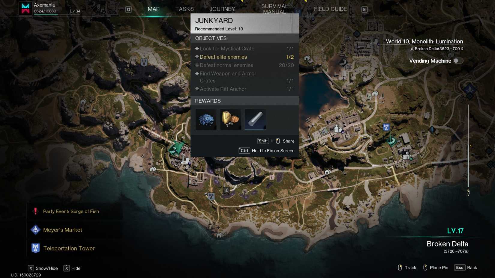 Location of the Junkyard POI in Once Human