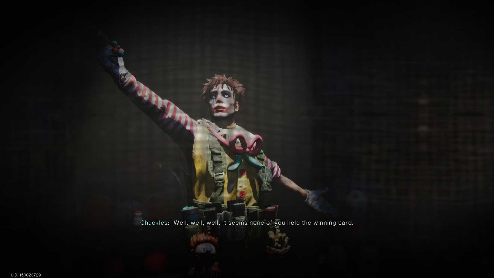 Chuckles monologuing in Once Human's Carnival of Doom quest