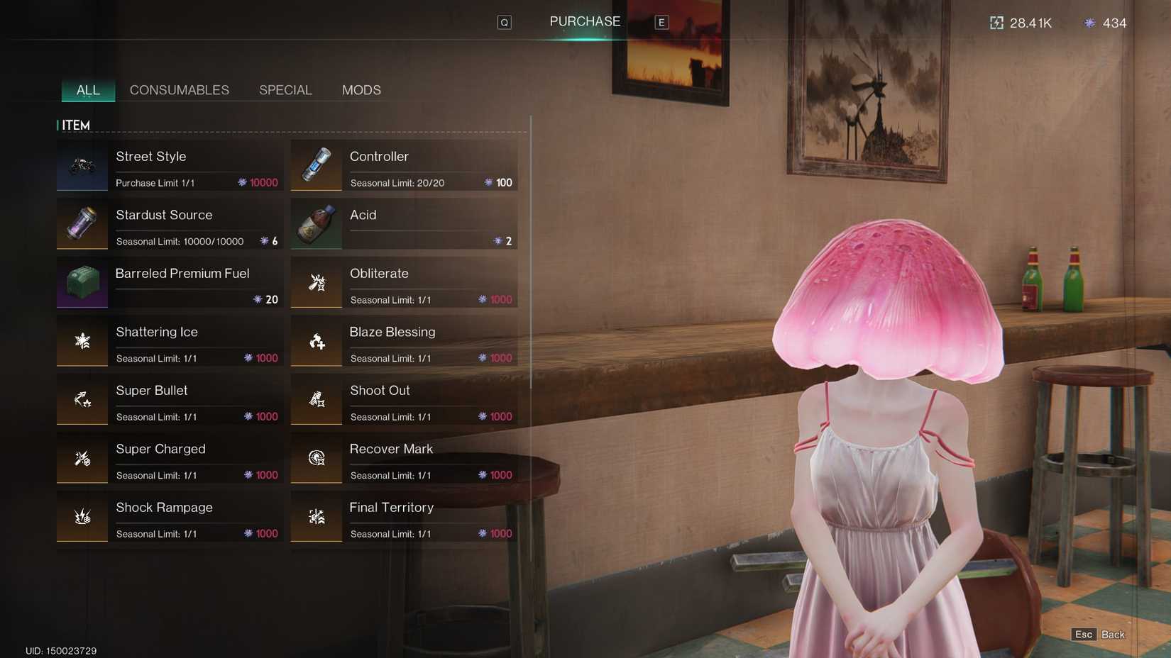 Nisa's seasonal shop in Once Human