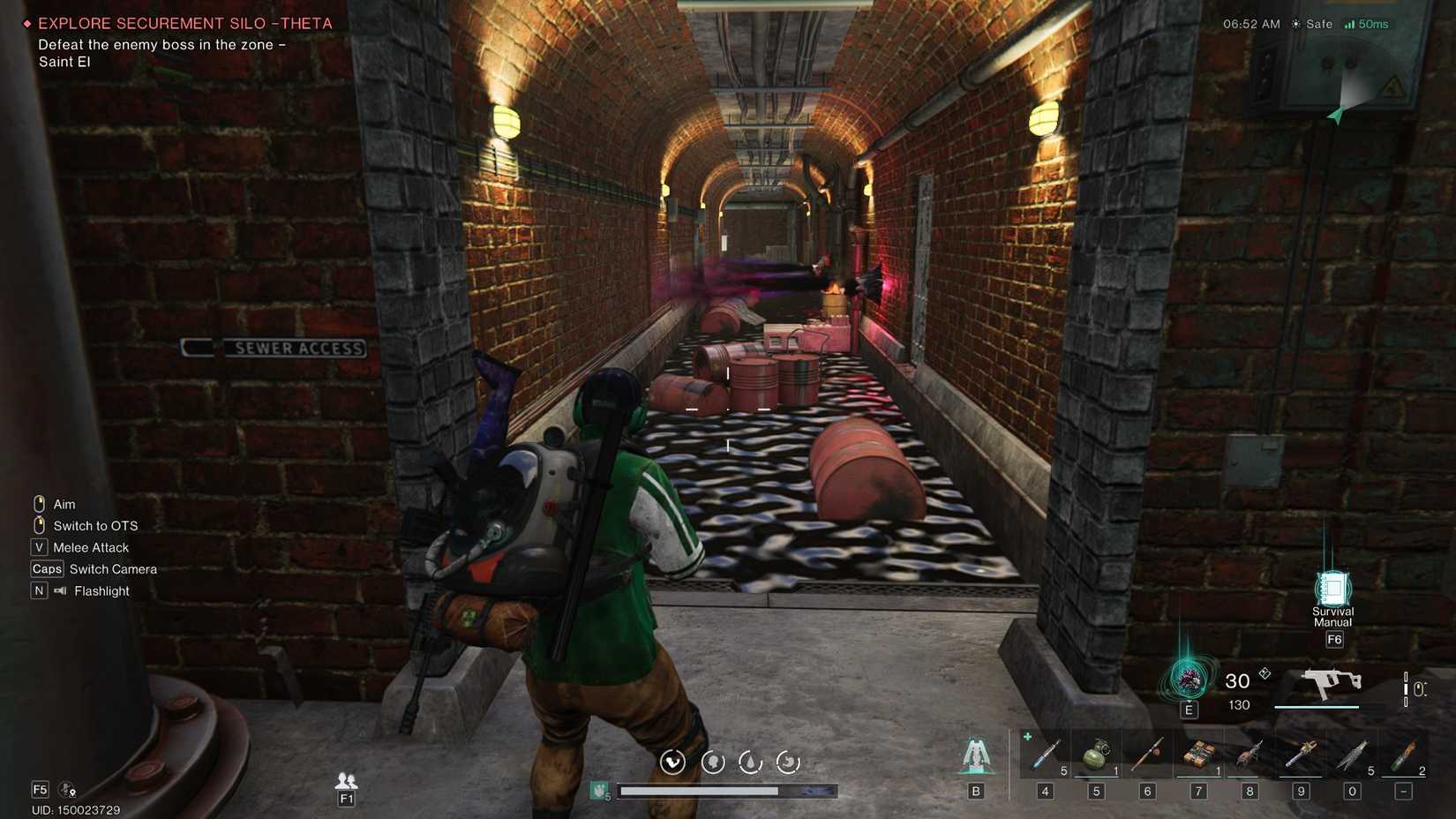 Sludge-flooded tunnel in Once Human's Securement Silo Theta