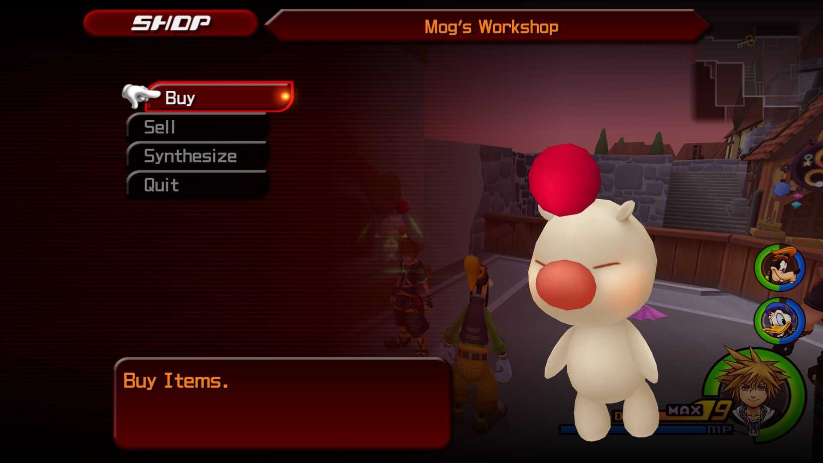 Kingdom Hearts 2 Final Mix - screenshot of moogle vendor