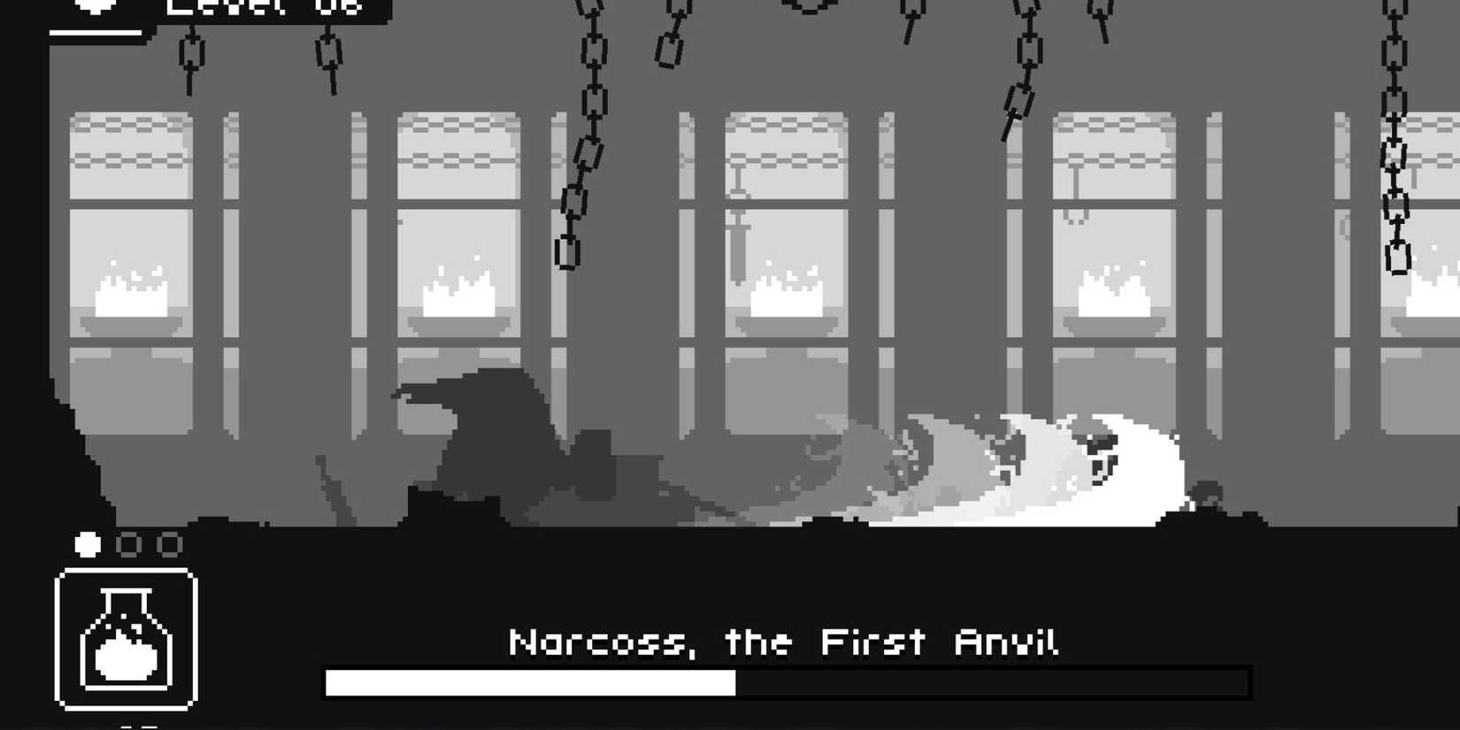 the player fighting a boss in unworthy