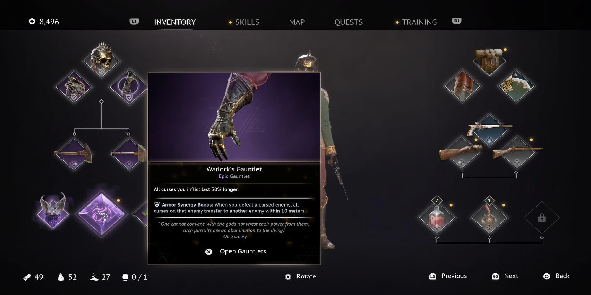 The Warlock's Gauntlet In The Inventory 