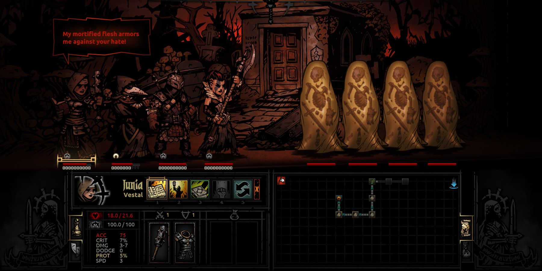 4 heroes in Darkest Dungeon