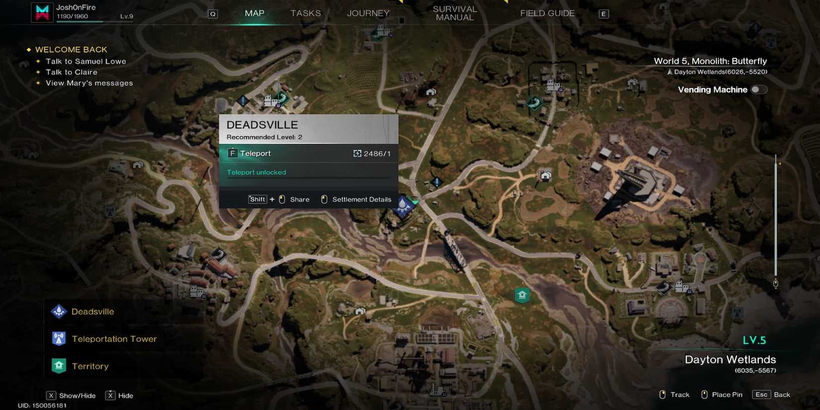 The Player Hovering Over A Safe Zone On The Map