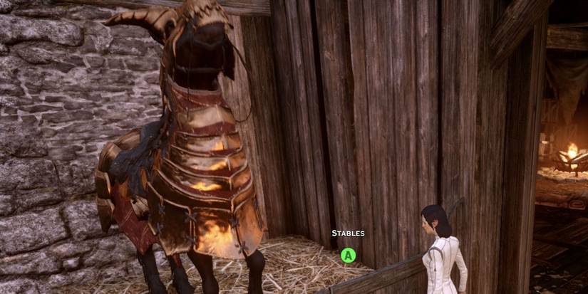 An image of the Inquisition Barded Charger mount from Dragon Age Inquisition
