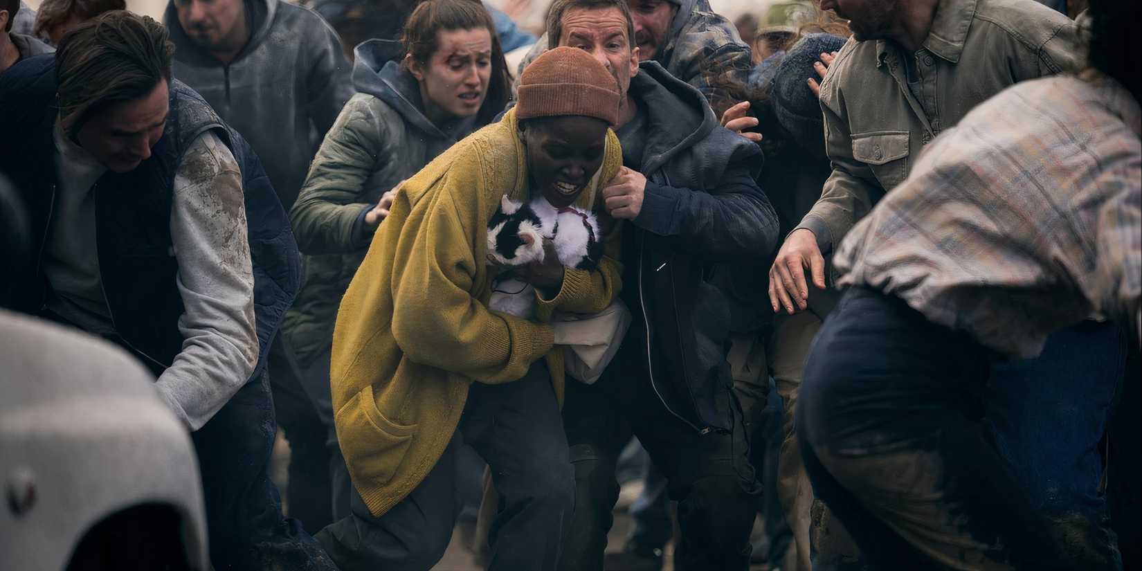 A crowd scene in A Quiet Place Day One