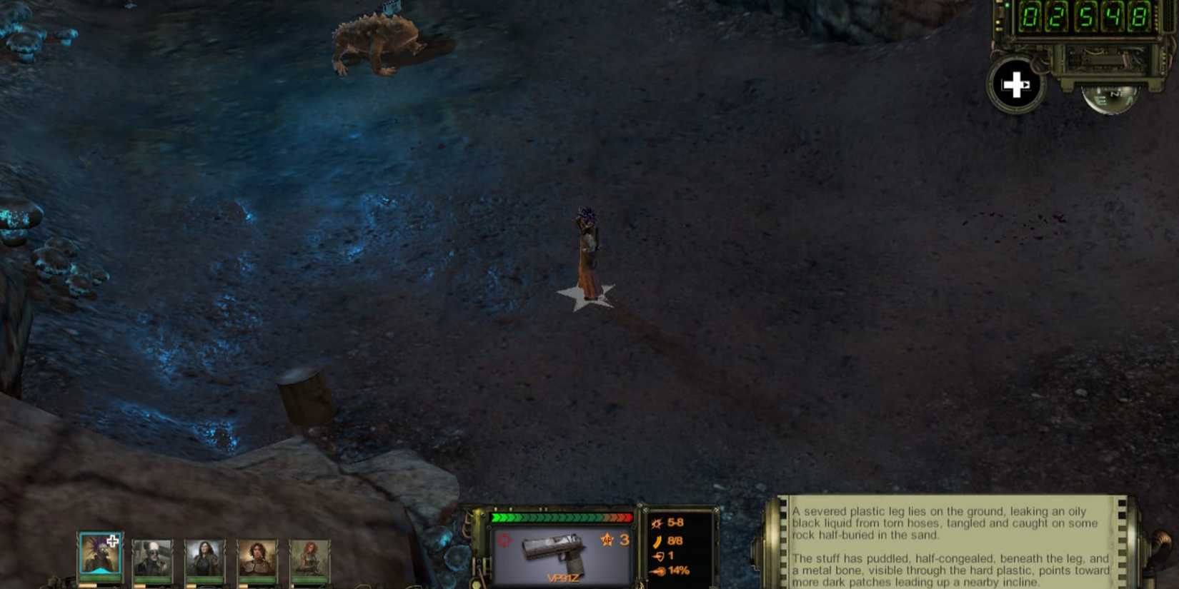 A lone character faces a mutant in Wasteland 2 Director’s Cut