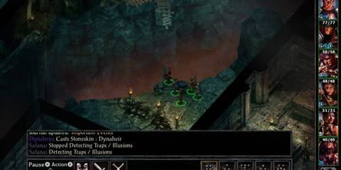 A party stands at the edge of a chasm in Baldur's Gate Enhanced Edition
