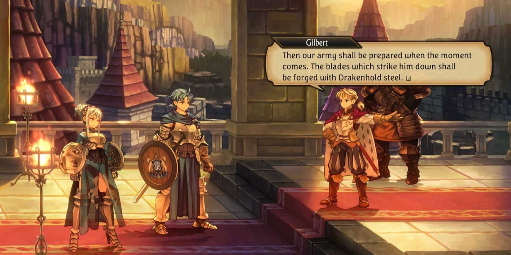 A royal court scene in Unicorn Overlord