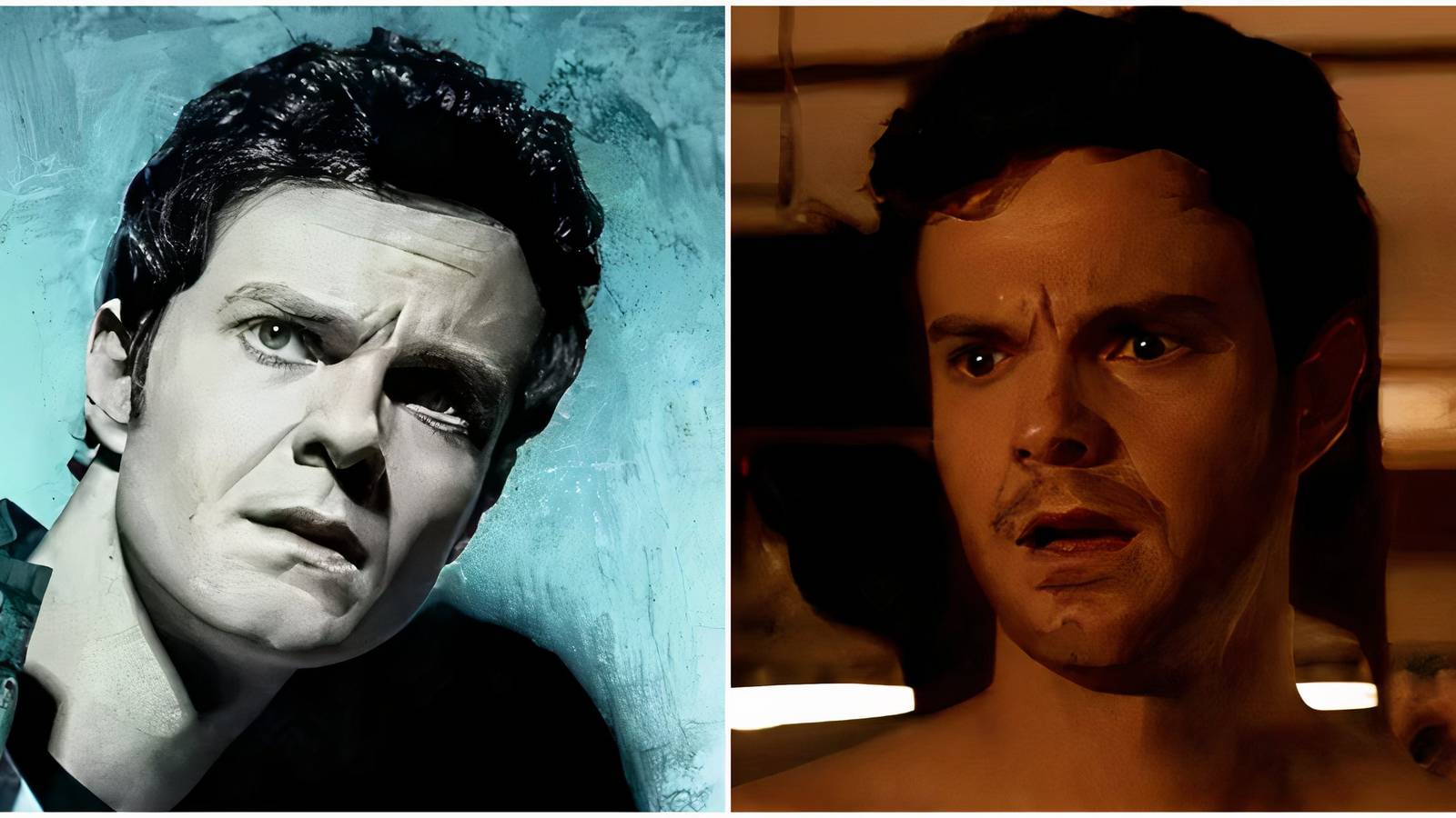 A split image of Hughie in The Boys