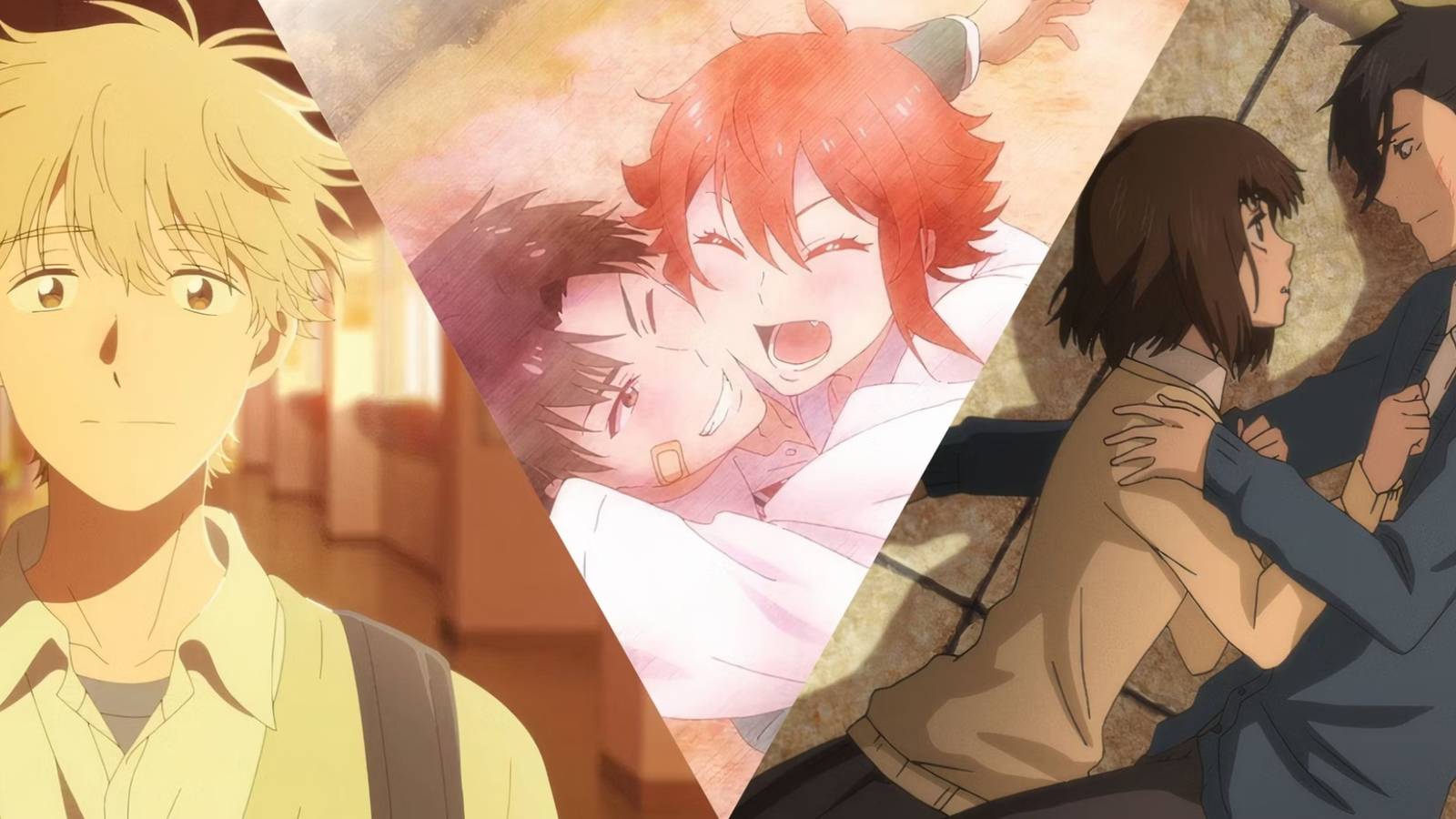 A split image of Skip and Loafer, Tomo-Chan Is A Girl, and Say I Love You