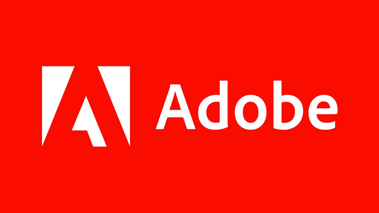 Adobe Inc white corporate logo on red background
