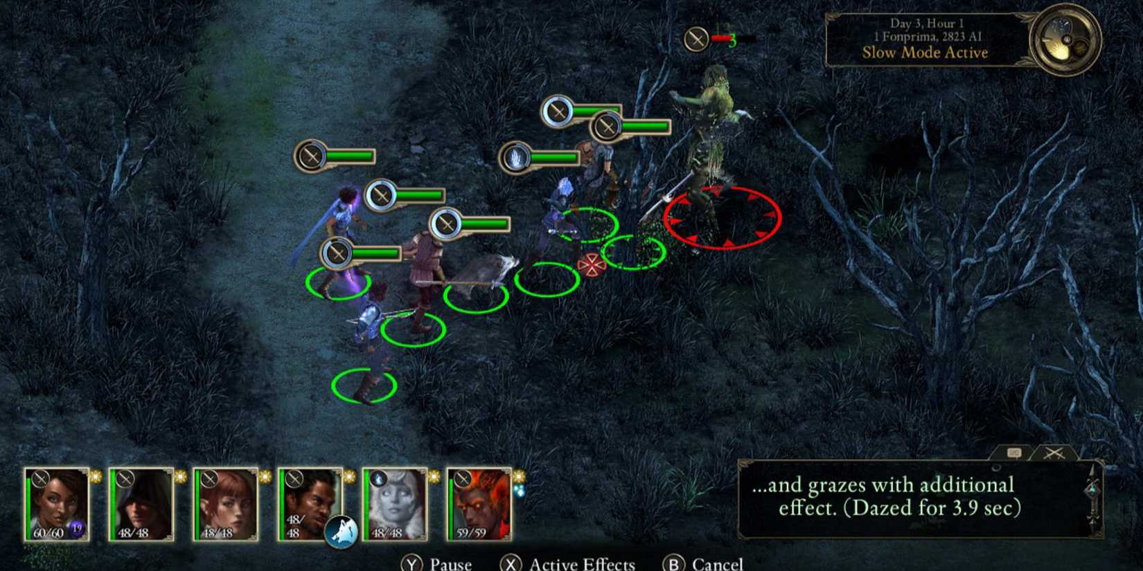 Adventurers battle a tree creature in Pillars of Eternity 1