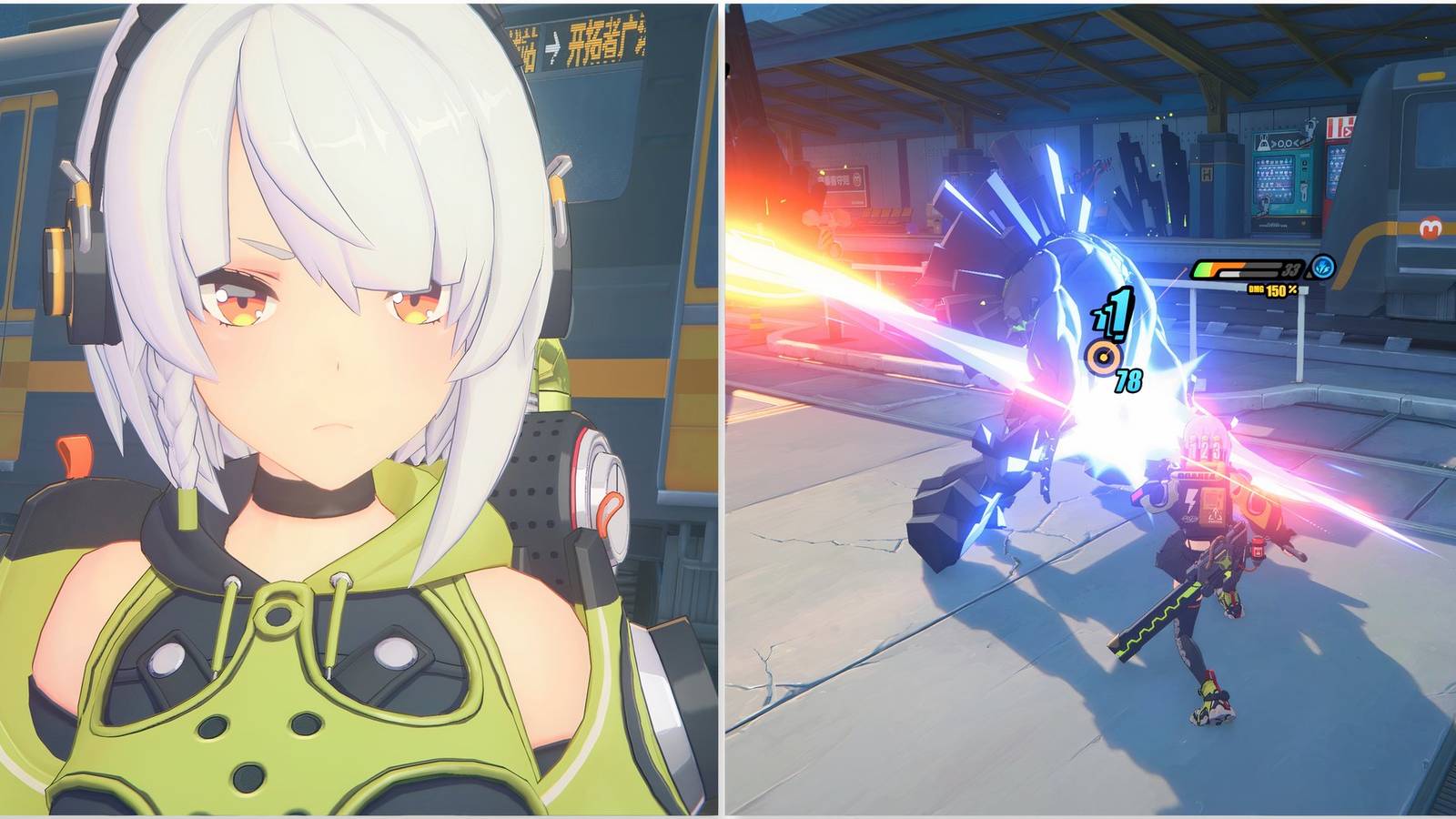 Anby and fighting an enemy in Zenless Zone Zero