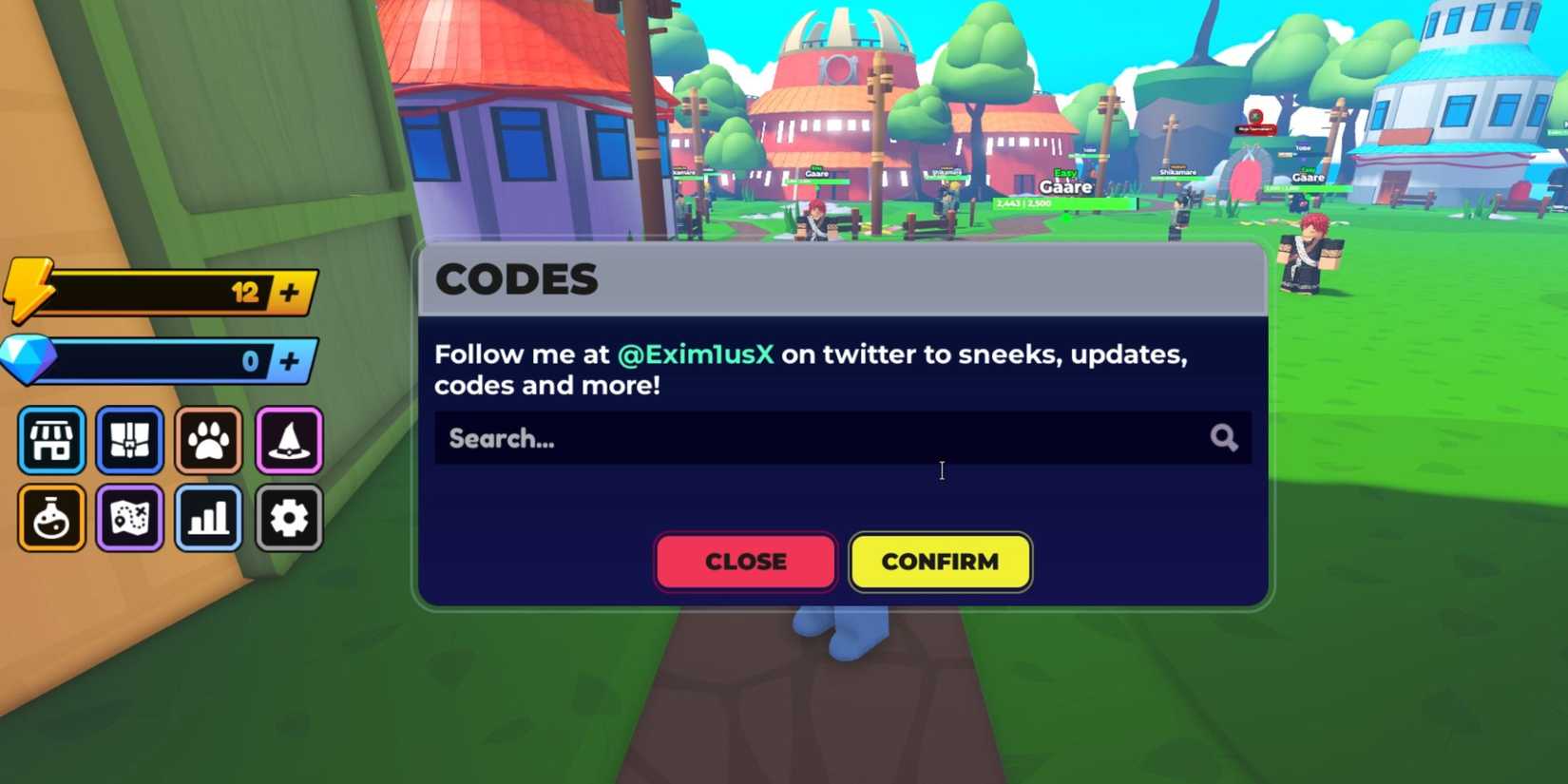 Anime Heroes Simulator the codes tab