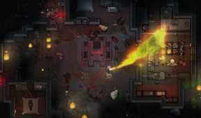 Armory flamethrower and colonists in Rimworld