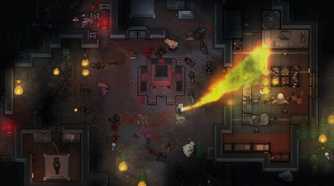 Armory flamethrower and colonists in Rimworld