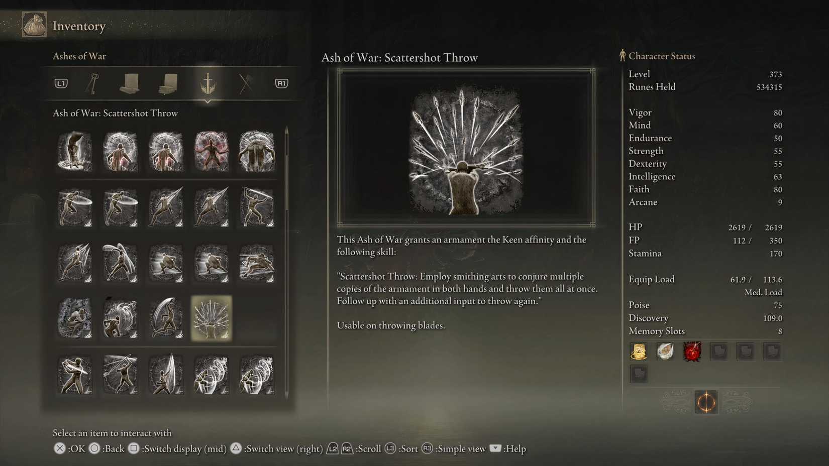 Ash of War Scattershot Throw Information in Shadow of the Erdtree