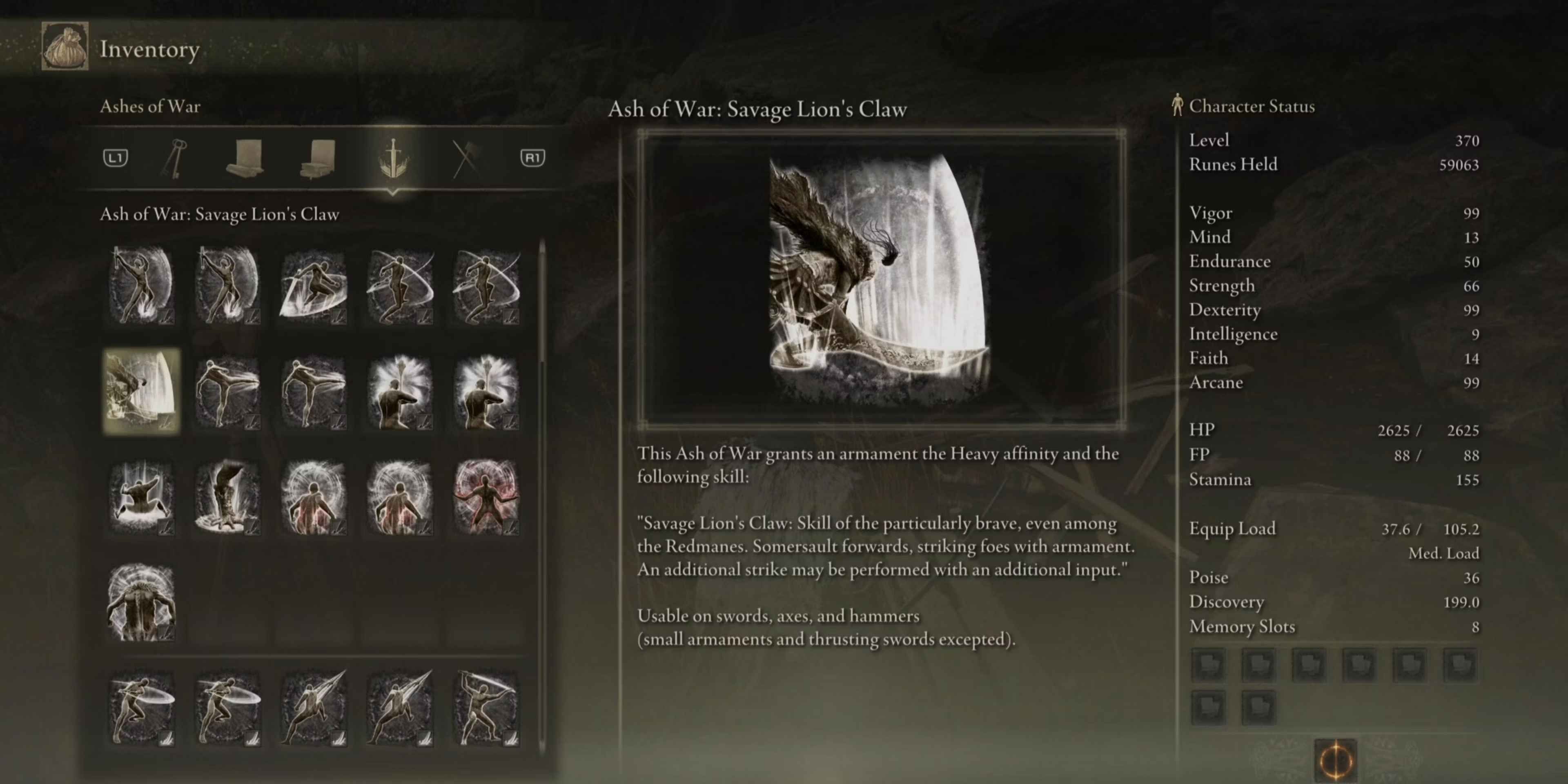 Ash of War_ Savage Lion's Claw Information in Shadow of the Erdtree