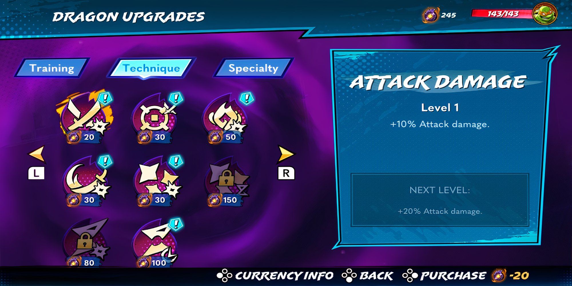 Improved dragon attack damage in Teenage Mutant Ninja Turtles Splintered Fate