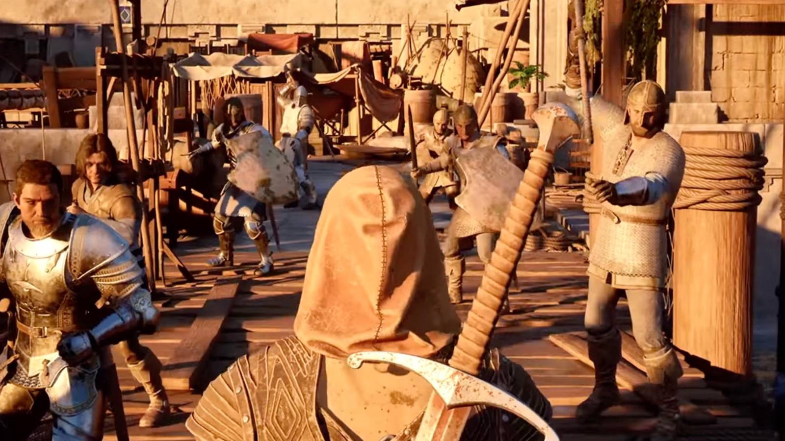 Avowed Protagonist on a dock