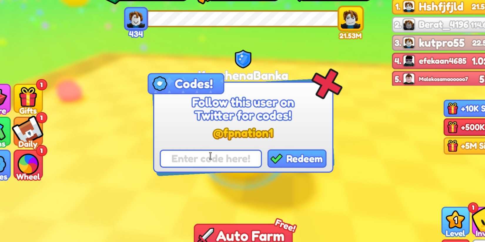 Ball Eating Simulator the codes tab