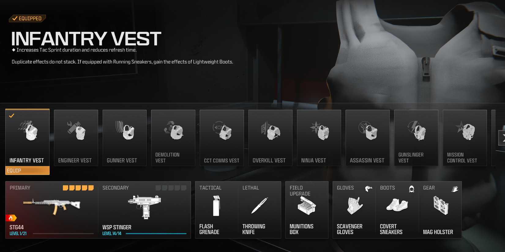 Screenshot showcasing the best equipment for the STG44 loadout for Modern Warfare 3 