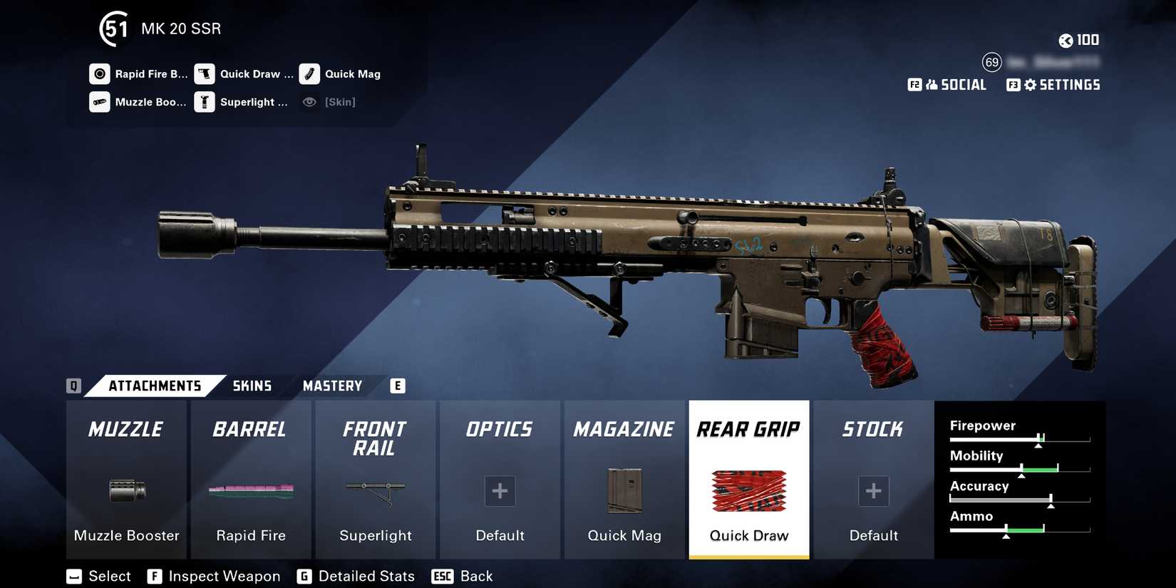 Screenshot showcasing the best high TTK MK 20 SSR build in XDefiant 