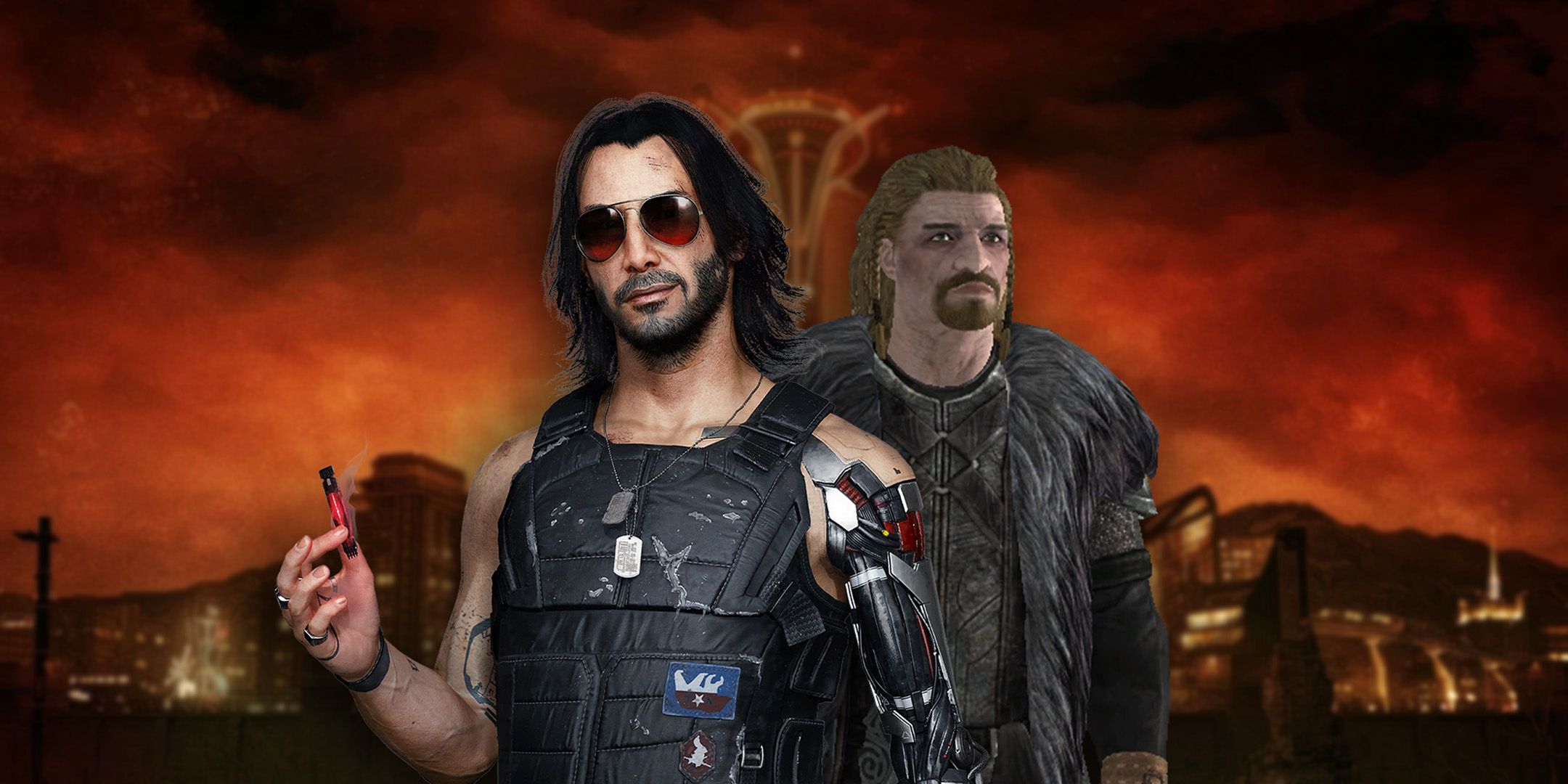 Johnny Silverhand and Ulfric Stormcloak in New Vegas