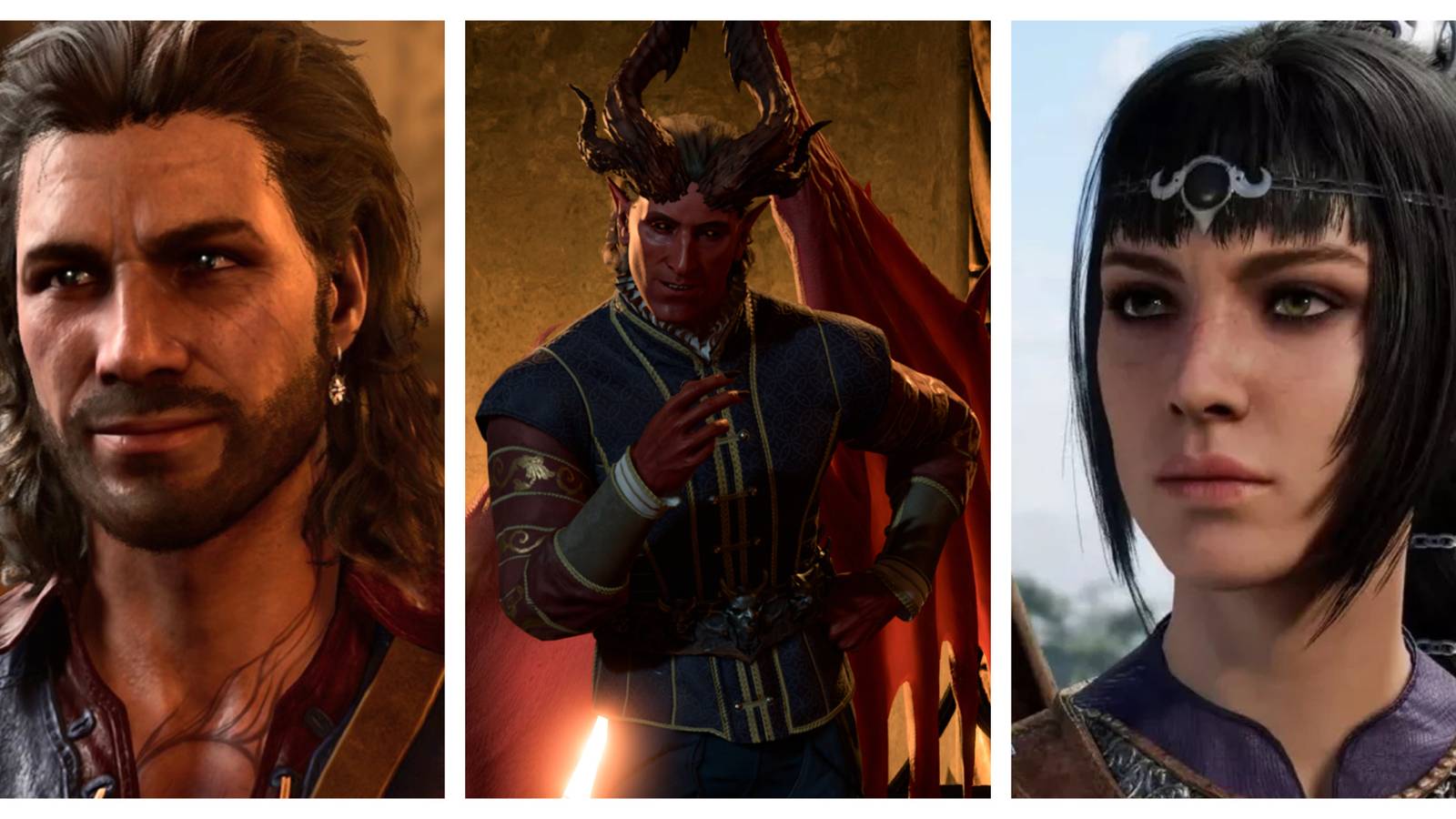 From left to right: Gale, Raphael, and Shadowheart from Baldur's Gate 3