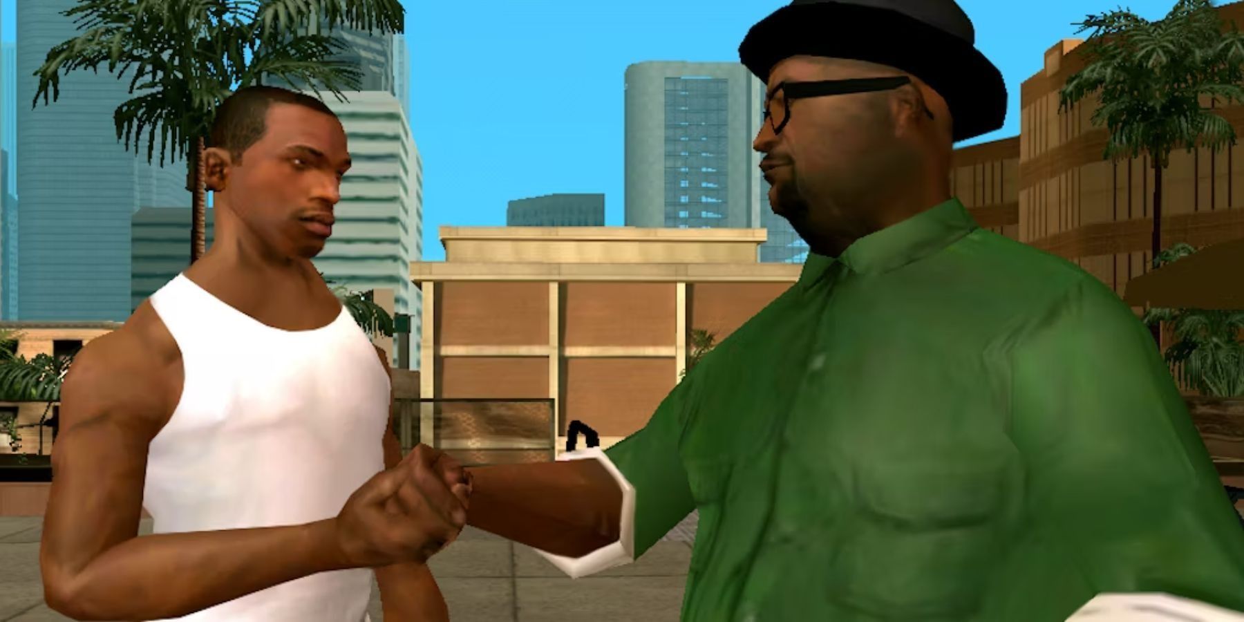 Big Smoke greets CJ in Grand Theft Auto San Andreas