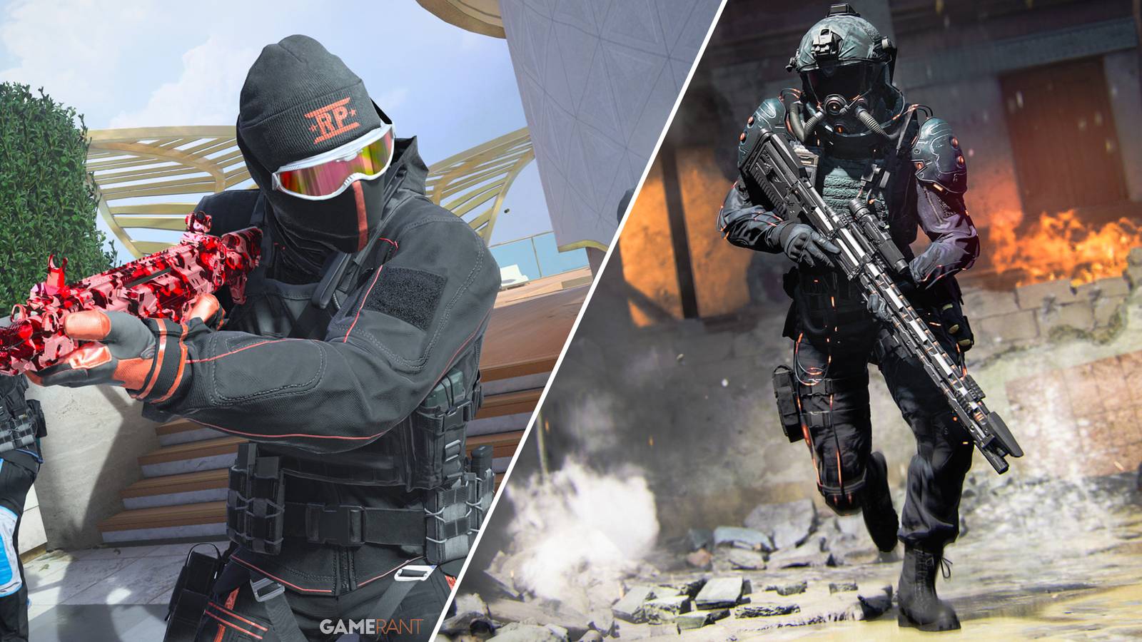 Split-image showcasing content updates for Modern Warfare 3 and Warzone Season 5